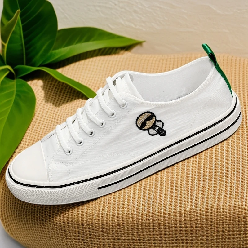 新款轻奢手工英伦风潮流帆布鞋男夏季薄款前系带男鞋小白鞋休闲鞋