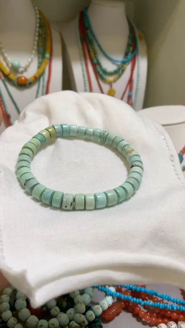 未镶嵌绿松石珠宝奇石6.7mm直切手串