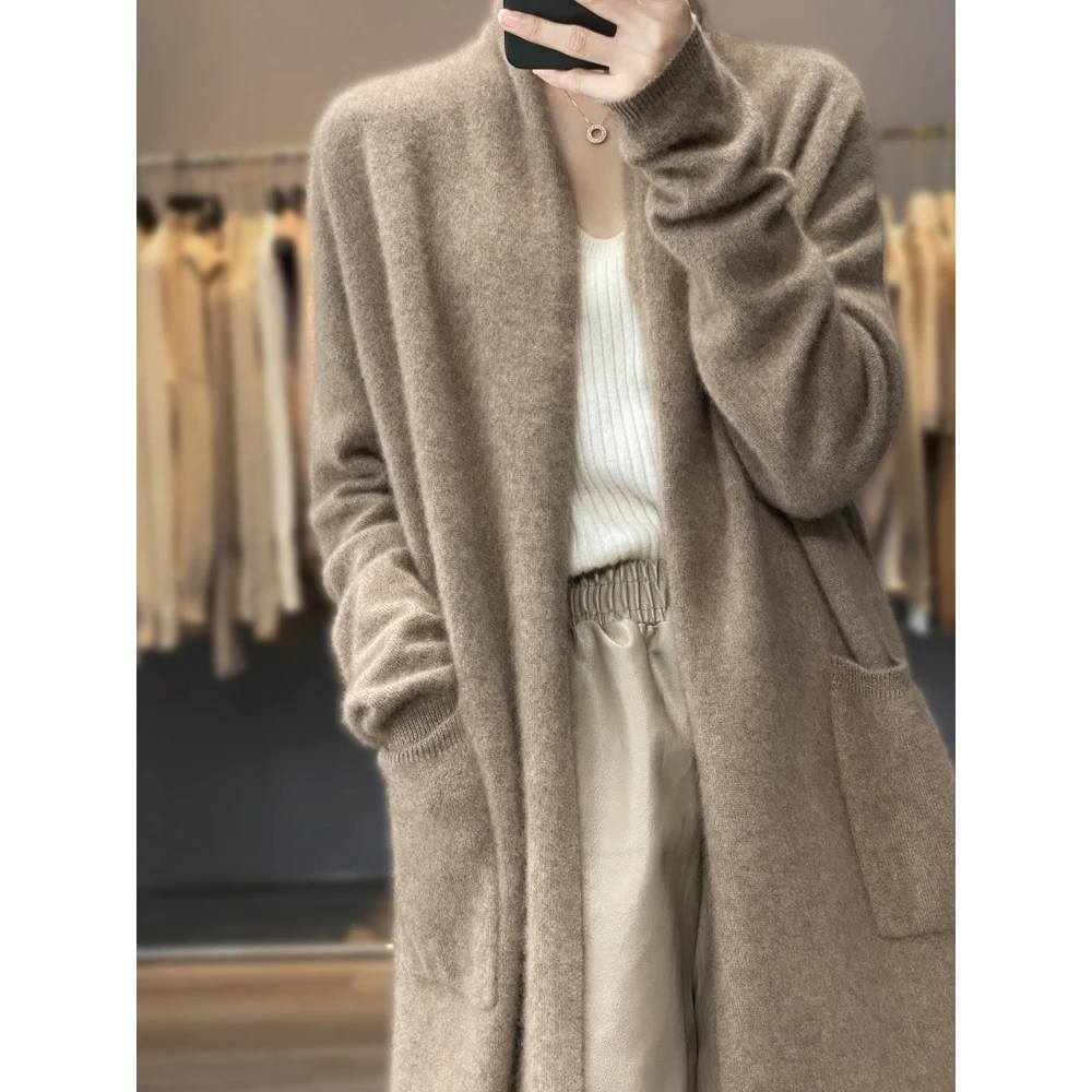 ZHANGLIXI100%纯羊毛衫女经典时尚气质遮肉中长款YM-QHAC-595