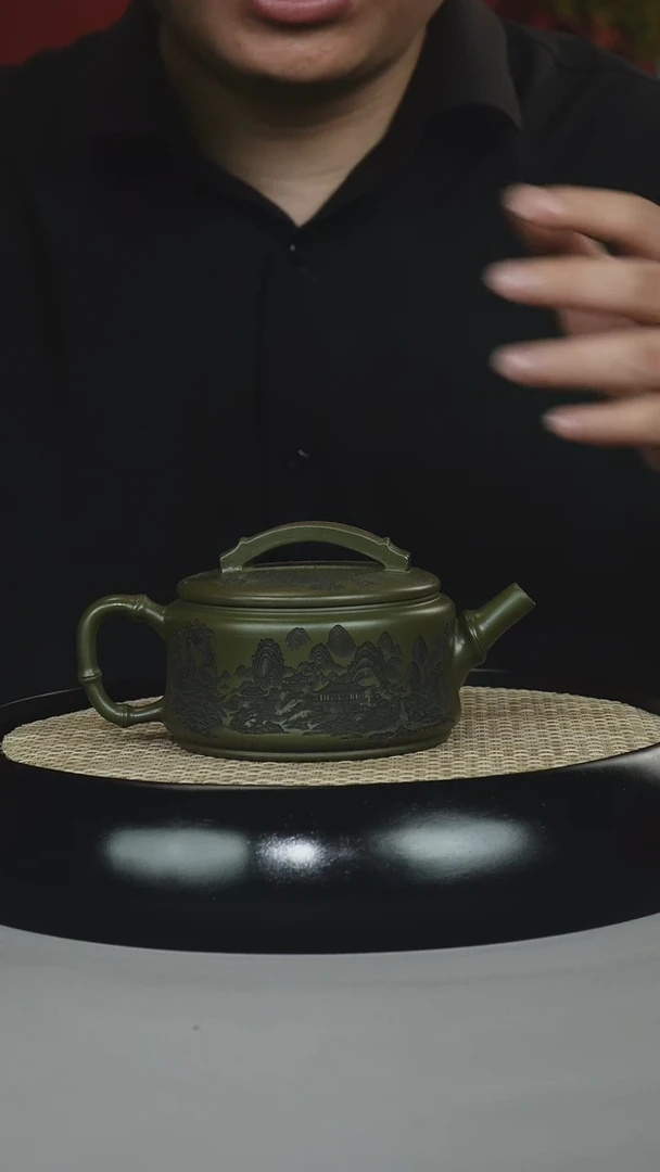 茶壶紫砂绿泥 竹节汉瓦