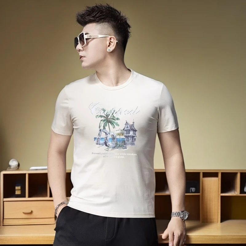 维斯克纳新款男士短袖t恤夏季潮牌圆领修身休闲上衣薄款体恤男装