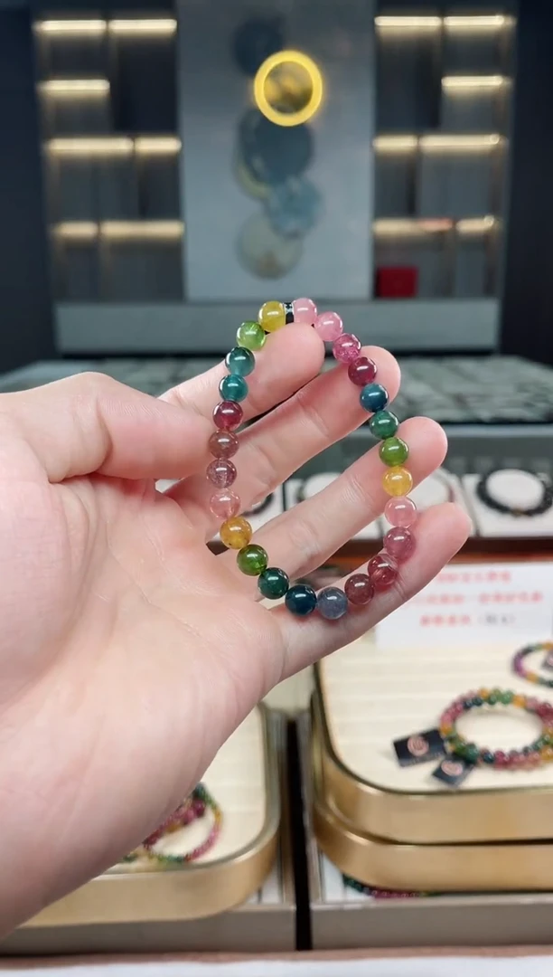 未镶嵌冰透体老矿碧玺单圈手串7mm+碧玺阿*多样性发一条xion