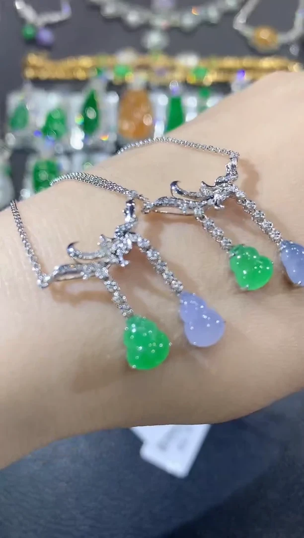 项链18K金镶嵌翡翠A22翡翠多样性发一件