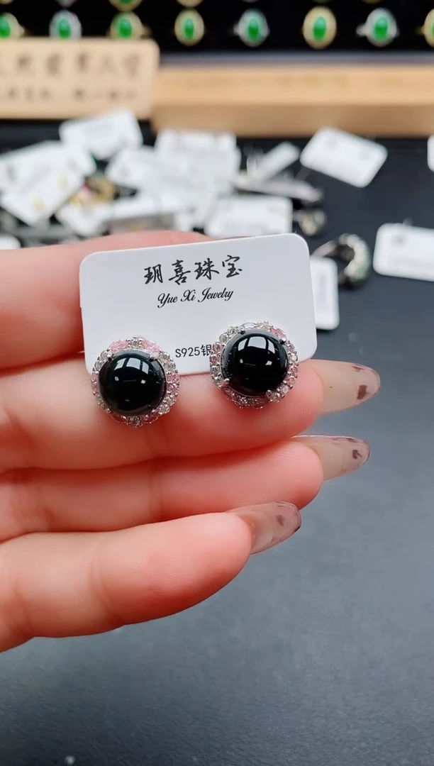 银S925镶嵌戒指翡翠1