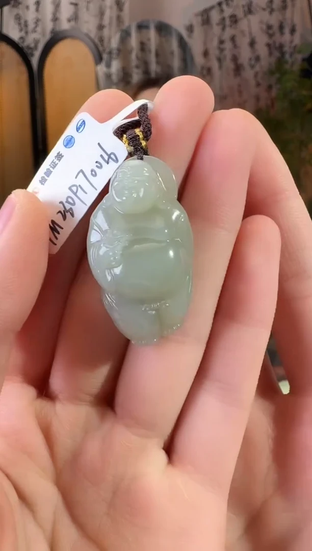 和田玉未镶嵌颈饰逍遥佛