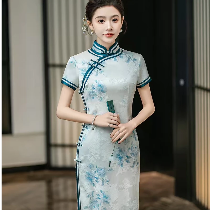 高档改良旗袍女2025长款日常春款夏季复古年轻气质中国新款连衣裙