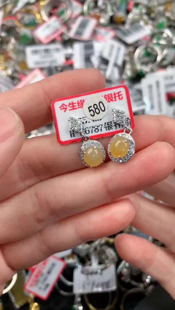 银S925镶嵌戒指翡翠222     7