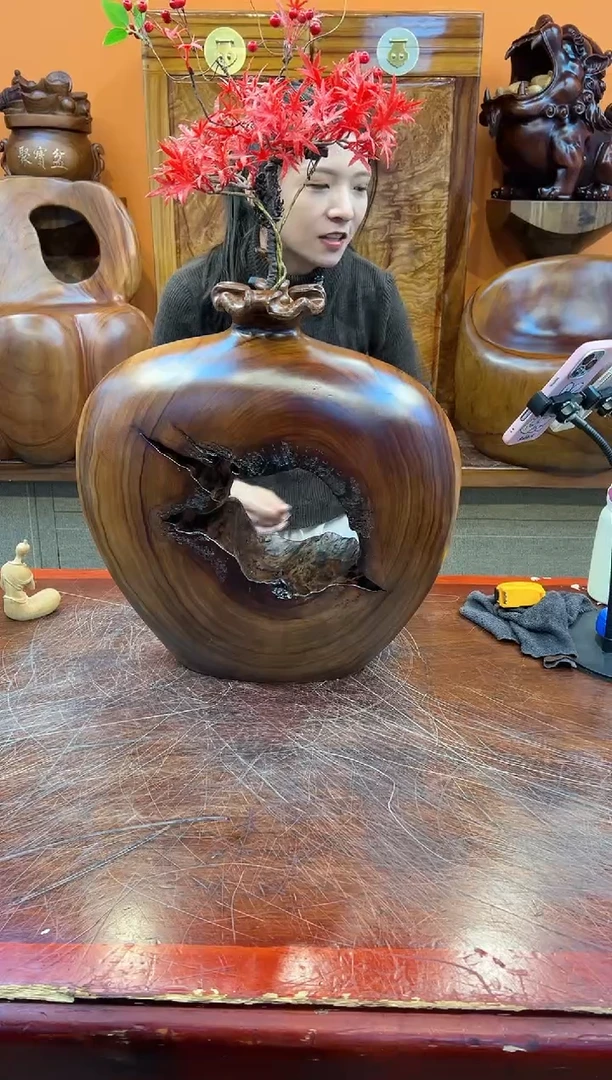 【闪购商品】稳定木实木创意花插