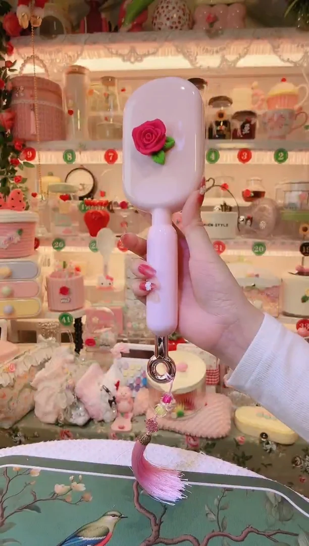 玫瑰花梳子粉色——手工制作品质好！