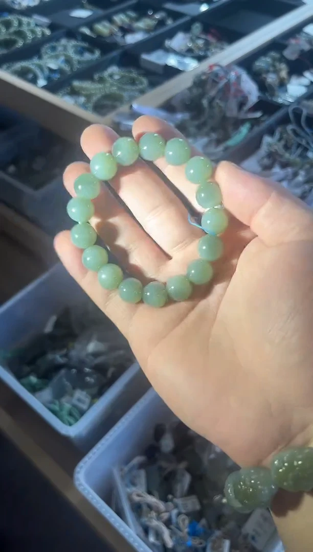 手串未镶嵌和田玉卡12阿富汗碧玉粉青 圆珠