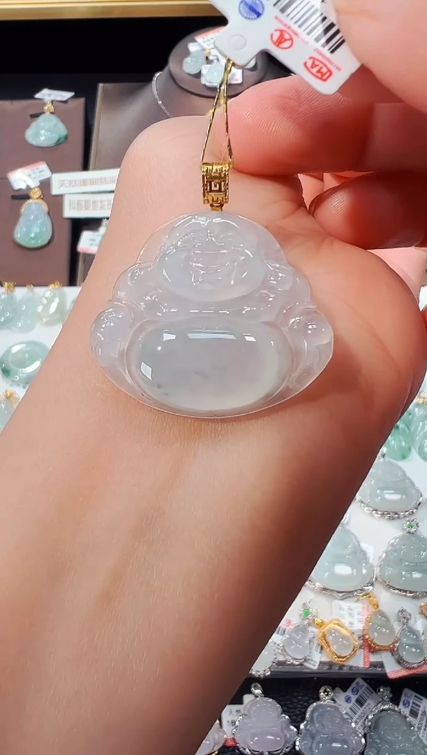 【闪购商品】翡翠吊坠(不含链)18K金镶嵌佛公吊坠058