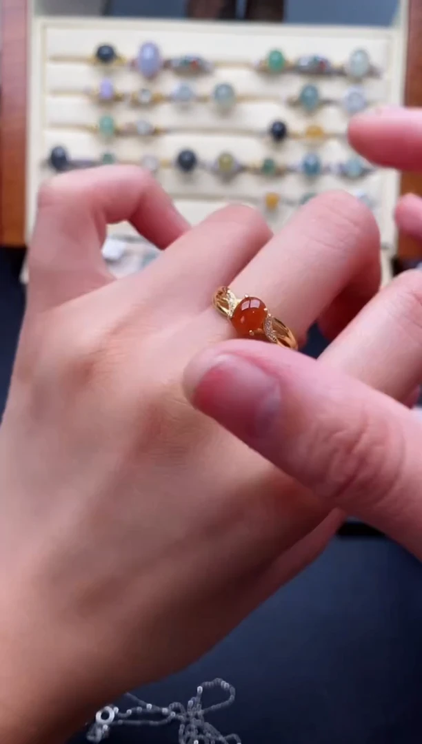 翡翠戒指银S925镶嵌天然A货翡翠333  1-1