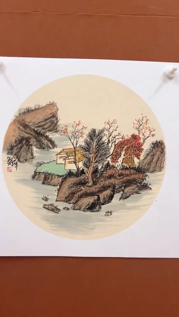 国画李文峰3平尺卡纸山水