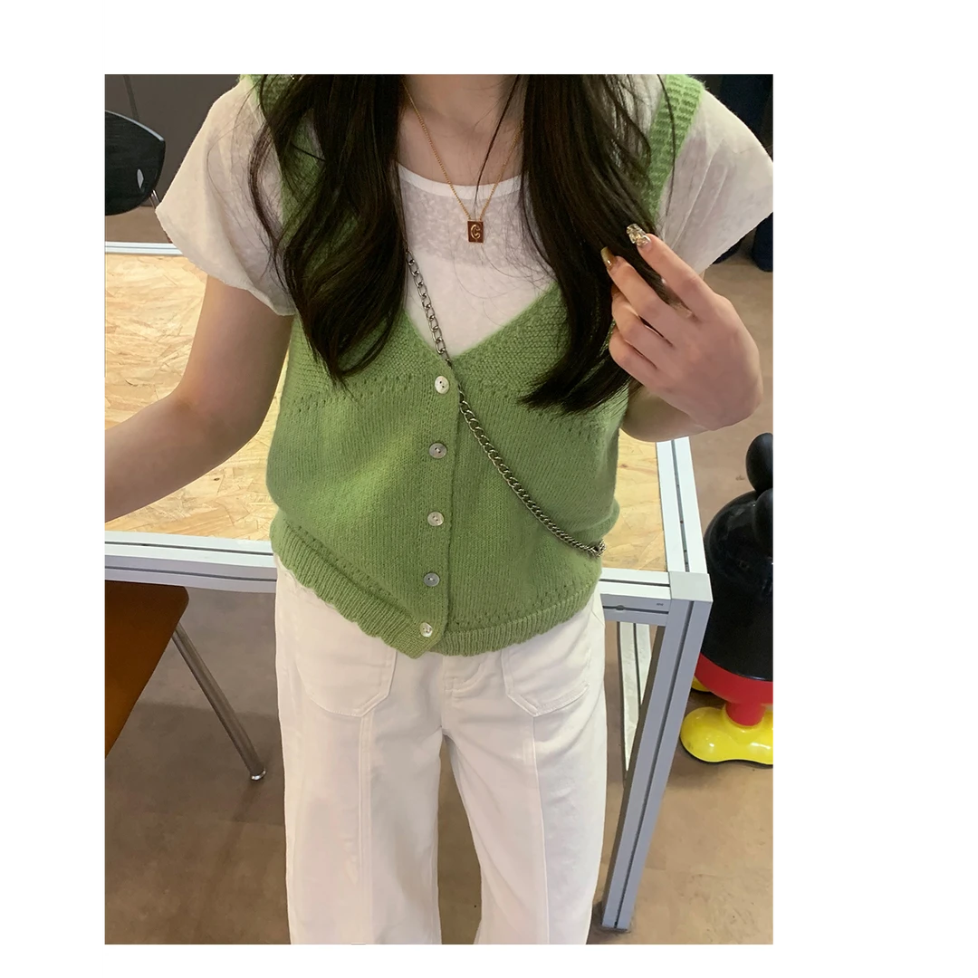 【西西里安】小个子 泰式少女 甜美可爱针织吊带显瘦上衣
