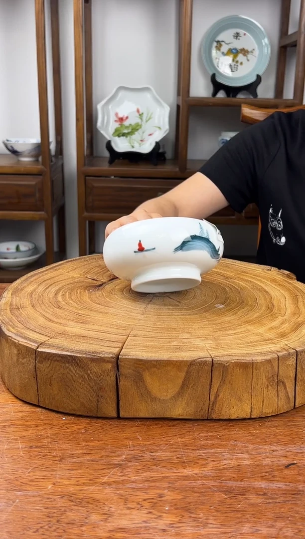 瓷片景德镇手绘釉中彩（食品级）李白窝窝碗