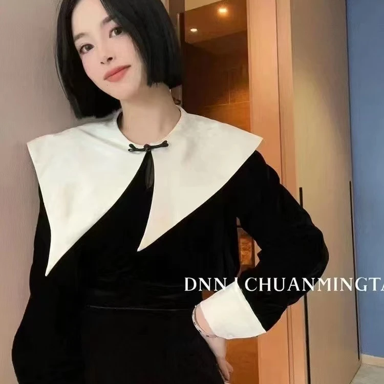 3807丝绒小衫~大翻领