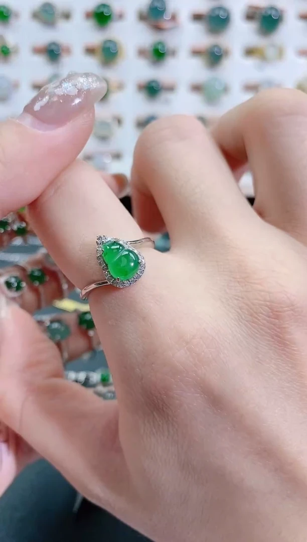 银S925镶嵌戒指翡翠天然翡翠