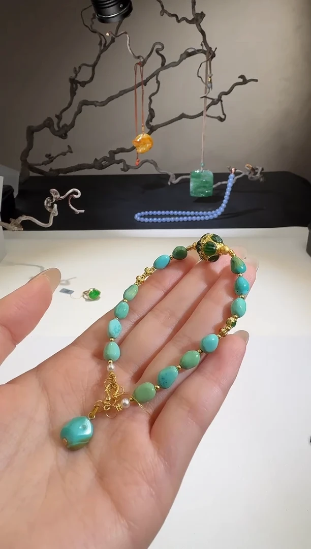 【闪购商品】绿松石手串未镶嵌【鑫鑫】金珠小于0.5