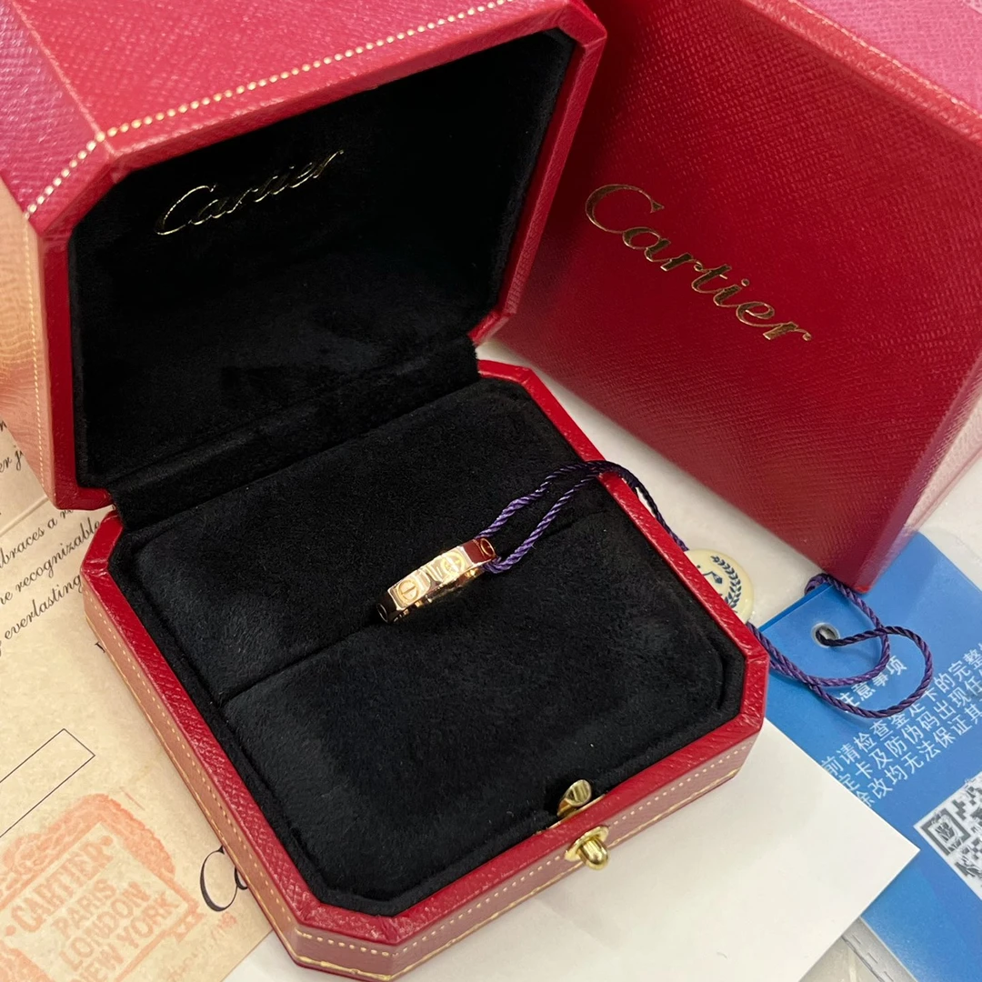95新 Cartier/卡地亚 love系列玫瑰金窄版戒指 48码/145885