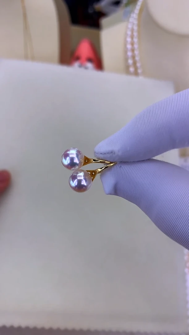 银S925镶嵌DA海水珍珠 GD260 7-8 耳钩