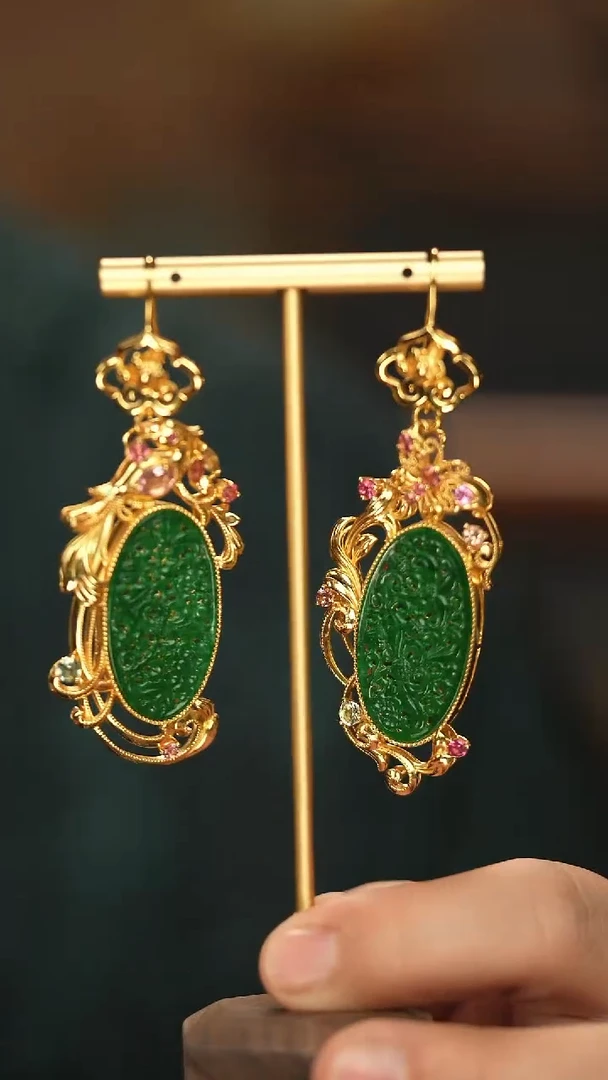 【闪购商品】翡翠耳饰银S925镶嵌新款