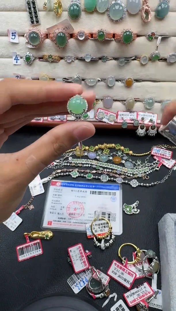 翡翠戒指银S925镶嵌戒指201
