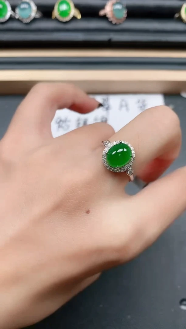 翡翠戒指银S925镶嵌11111