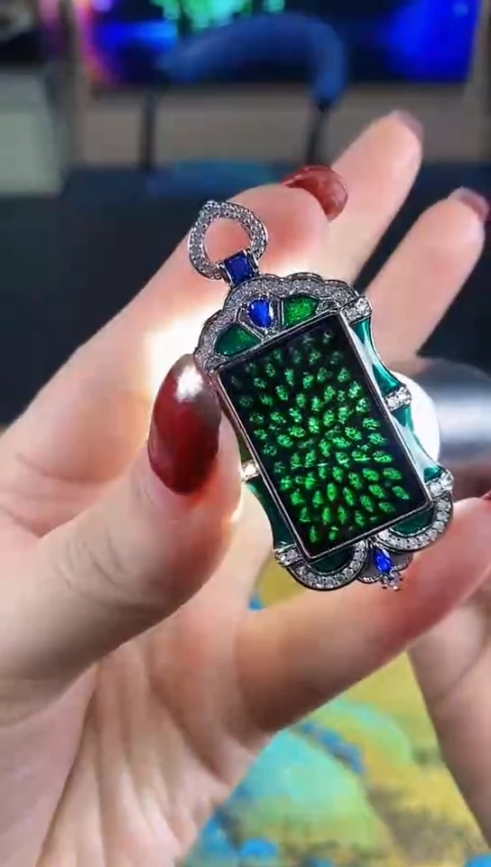 【闪购商品】翡翠颈饰银S925镀金镶嵌古法银000222