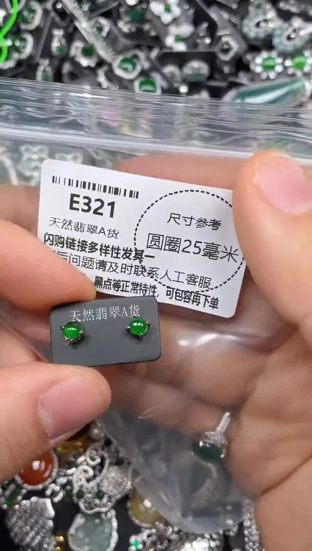 颈饰未镶嵌翡翠E321耳钉