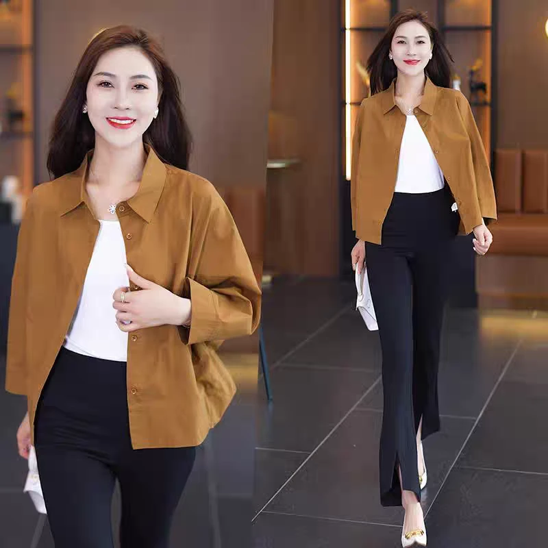 衬衫短薄款外套女2025年春秋新款休闲宽松小个子上衣2373