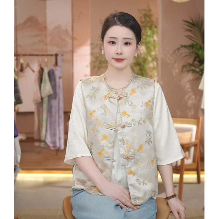 《 花满筑-马夹》新中式提花国风时尚休闲百搭气质马夹