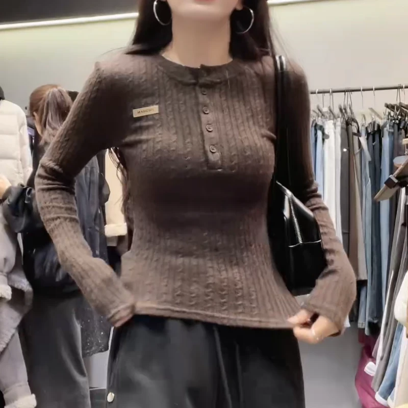 【贴标针织衫】冬款显瘦修身时尚休闲设计感长袖上衣LK2508182