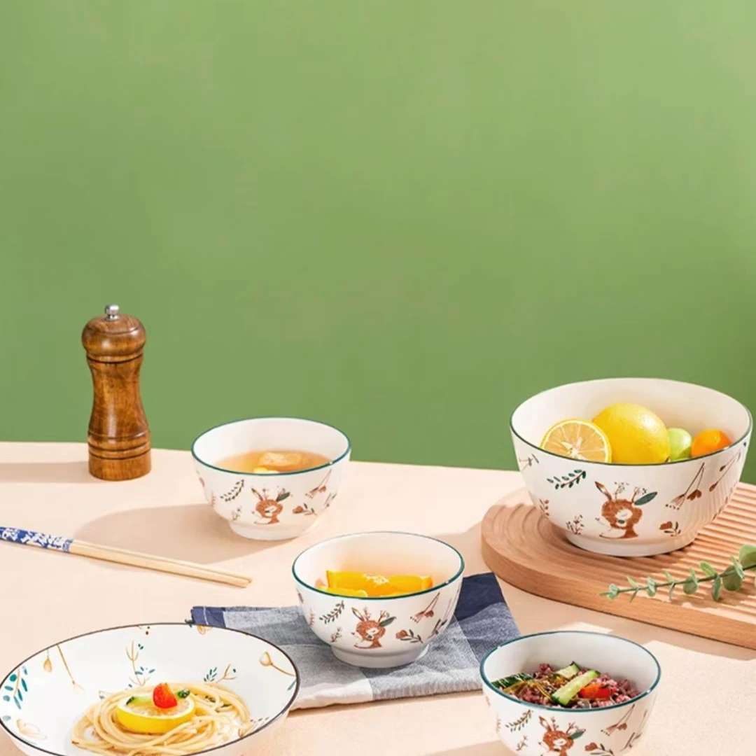 R小鹿陶瓷套装餐具十一件套大碗饭碗网红可爱情侣家用创意