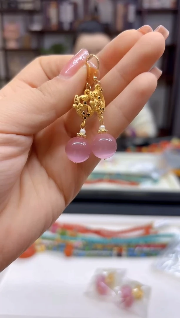 【闪购商品】碧玺猫眼耳饰14K金镶嵌E716