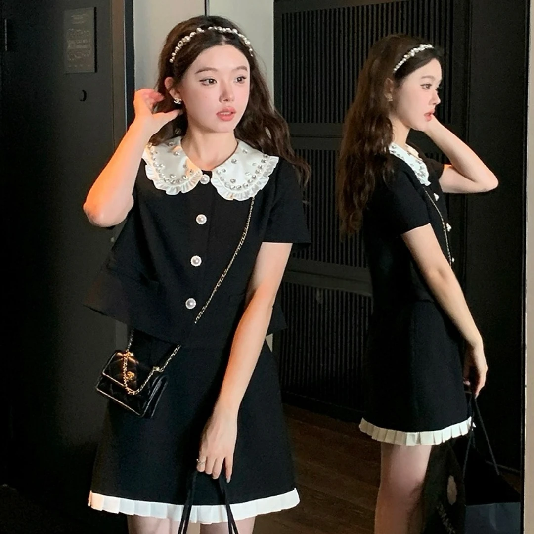 【富家千金】法式娃娃领小香风套装裙夏miu系富家千金上衣两件套25#