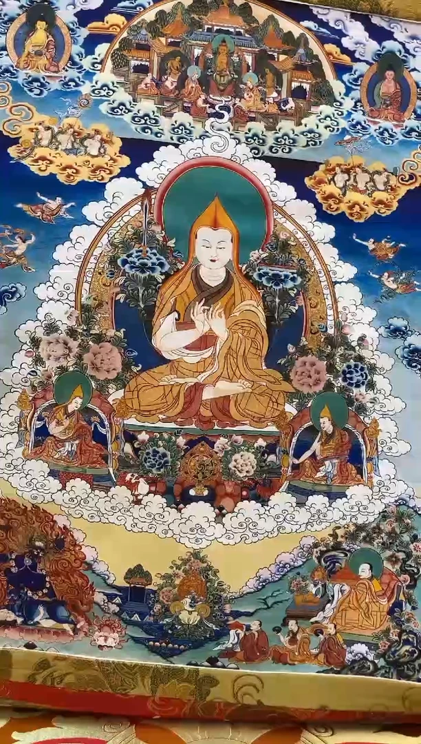 【闪购商品】卷轴画矿物质喷绘  宗喀巴1.3m金色龙布