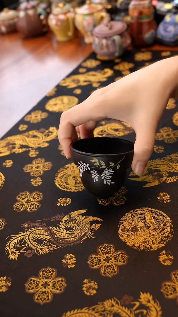 茶壶紫砂焐灰葫芦杯 紫藤花