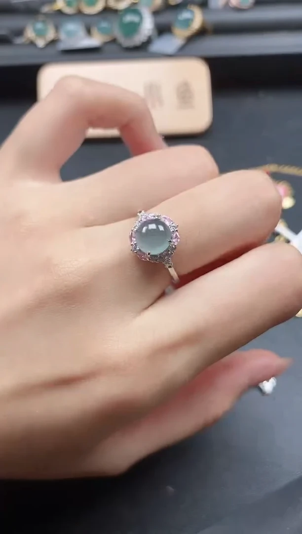 翡翠戒指银S925镶嵌5151-*323