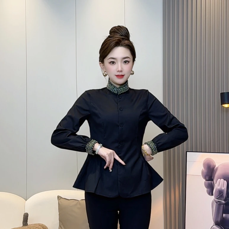 【加绒保暖】德绒保暖成人显瘦长袖休闲风女衬衫修身春秋收腰女装