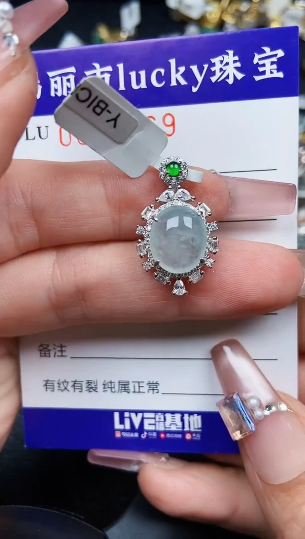 翡翠银S925镶嵌颈饰2369