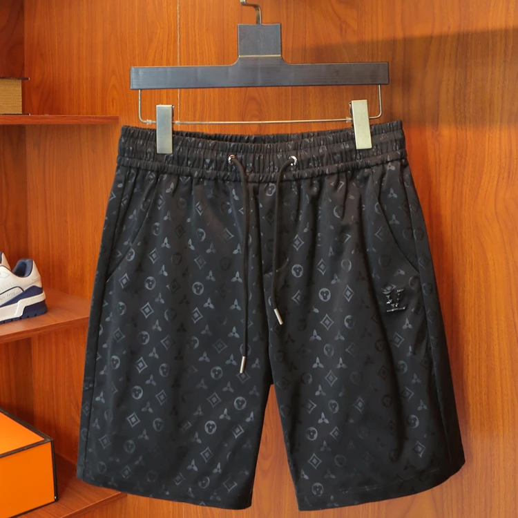 欧洲站2025夏季速干薄款短裤男士轻奢潮牌提花休闲五分裤男沙滩裤