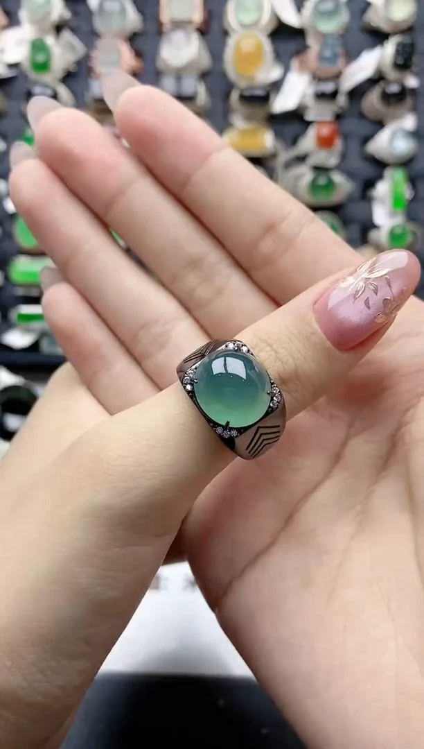 【闪购商品】翡翠戒指银S925镶嵌天然A货翡翠戒指