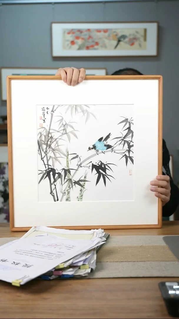 【闪购商品】书法美协副主-赵老师52*52带框花鸟作品