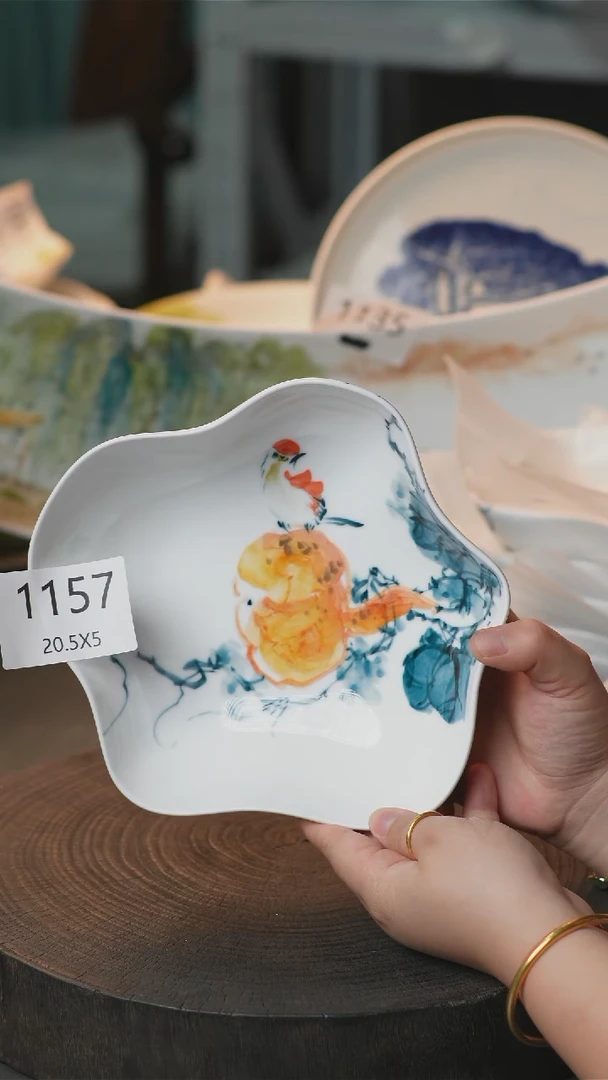 盘手绘釉下彩陶瓷餐具1157