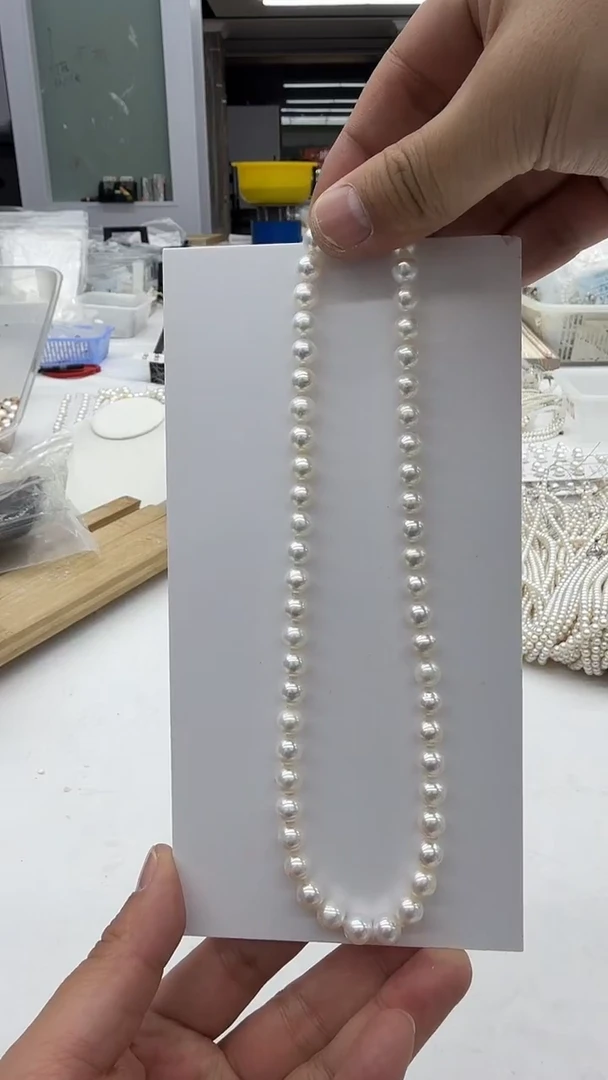 项链银S925镶嵌淡水珍珠8mm（钱发）