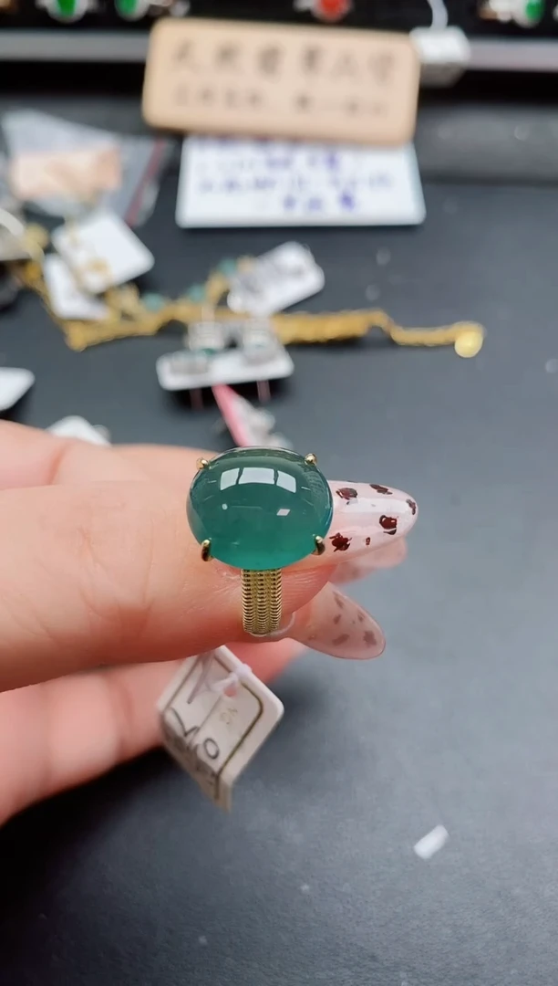 银S925镶嵌戒指翡翠1