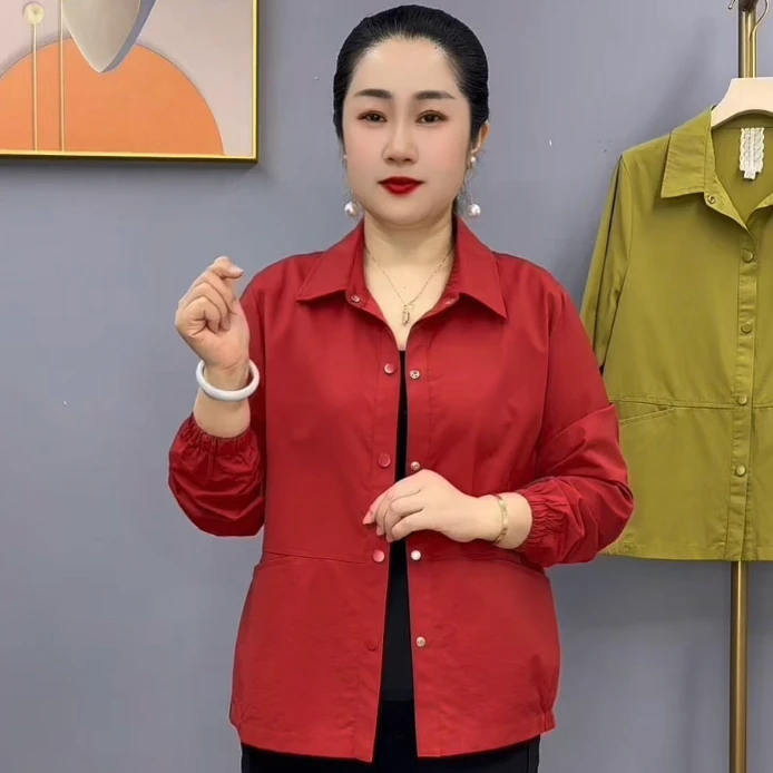 早秋新款时尚洋气休闲百搭气质显瘦中年妈妈装单层薄外套507款