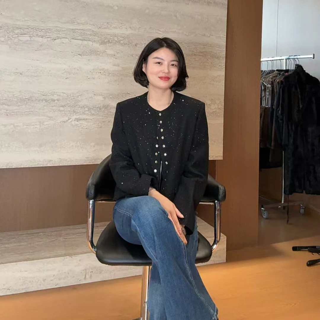 TANTAN 休闲气质轻奢圆领烫钻秋季短款外套3261