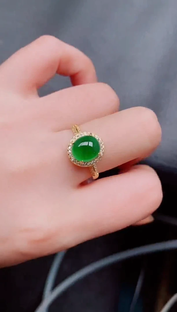 【闪购商品】翡翠戒指银S925镶嵌天然a货翡翠349