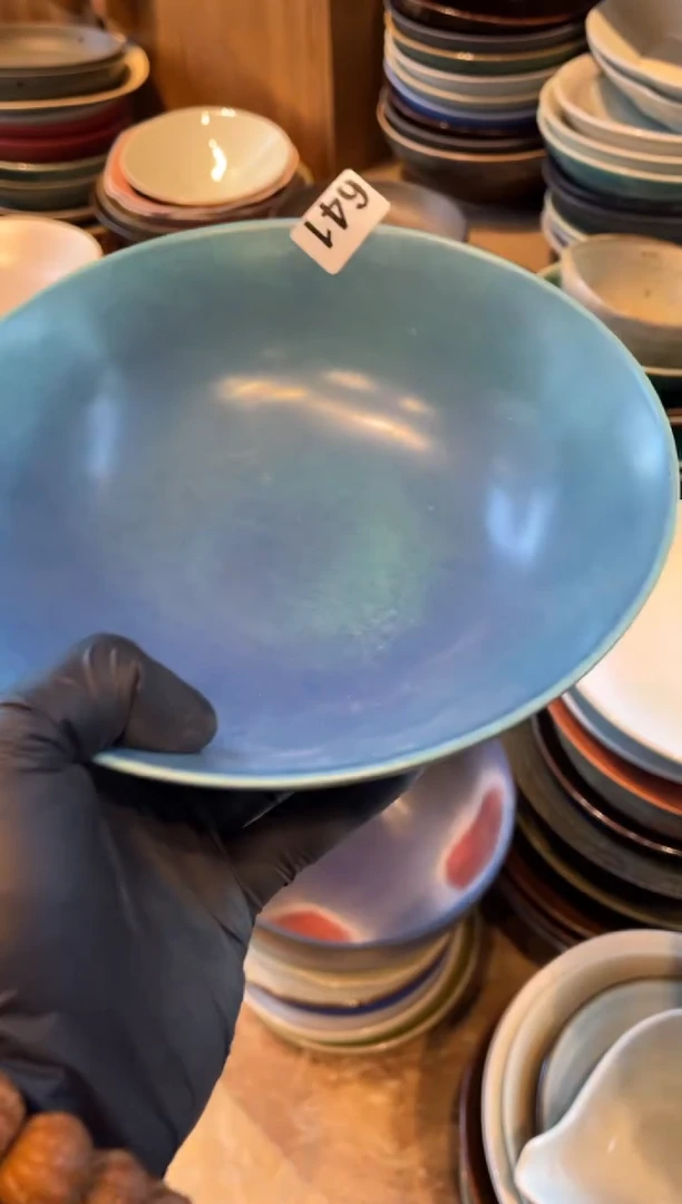 【闪购商品】瓷片641  微瑕窑变蓝锅盘1个